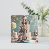 小さなサルのお誕生日ケーキ 招待状 (スタンド正面)