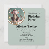 小さなサルのお誕生日ケーキ 招待状 (裏面)