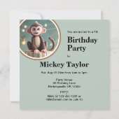 小さなサルのお誕生日ケーキ 招待状 (裏面)