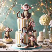 小さなサルのお誕生日ケーキ 招待状