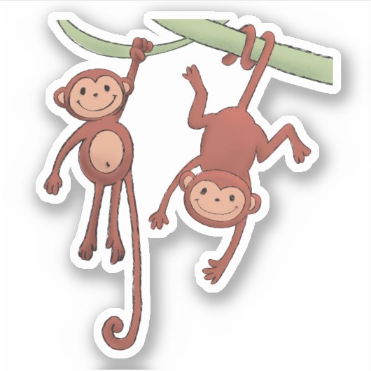 小さなサル二匹 シール (正面)