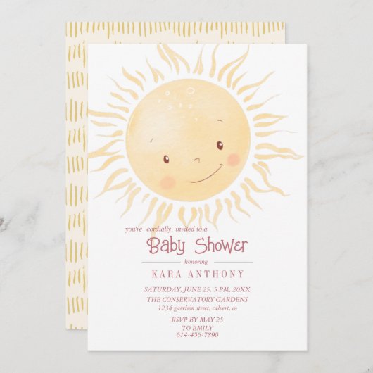 小さなサンシャインベビーシャワー招待状 招待状 (正面/裏面)