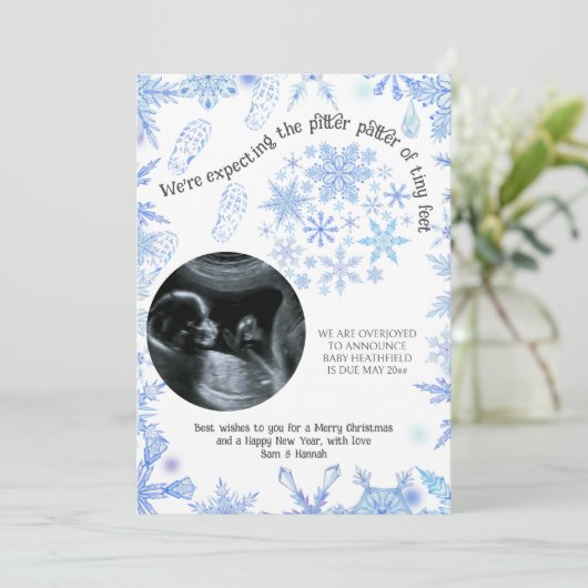 小さなサンタの足雪2枚の写真 案内状 (スタンド正面)