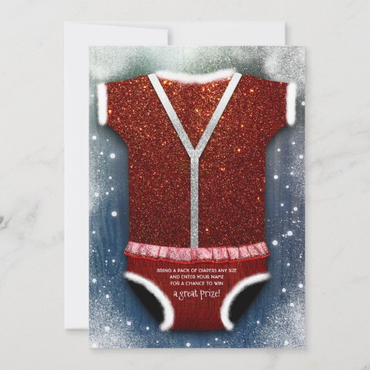 小さなサンタベビーが途中の女の子の赤ちゃんシャワー 招待状 (裏面)