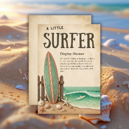 小さなサーファーヴィンテージの赤ちゃんシャワー エンクロージャーカード