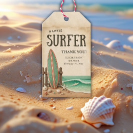 小さなサーファーヴィンテージの赤ちゃんシャワー ギフトタグ