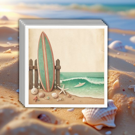 小さなサーファーヴィンテージの赤ちゃんシャワー スタンダードカクテルナプキン