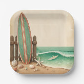 小さなサーファーヴィンテージの赤ちゃんシャワー ペーパープレート (正面)