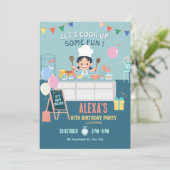 小さなシェフのキッチン料理の誕生日 招待状 (スタンド正面)