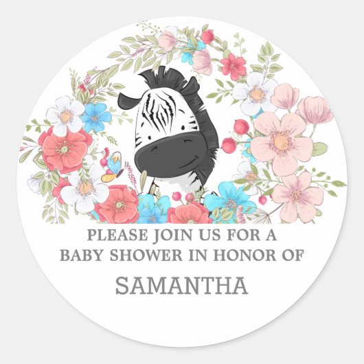 小さなシブラサファリージャングル動物の水色おもしろい ラウンドシール (正面)