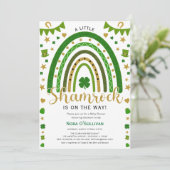 小さなシャムロックのレインボーセントパトリックの赤ちゃんシャワー 招待状 (スタンド正面)