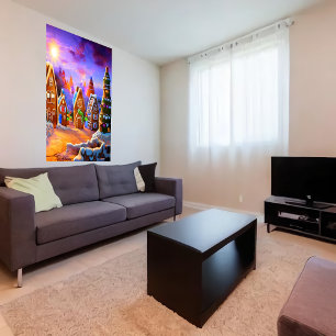 小さなジンジャーブレッド村   AIアートポスター ポスター