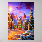 小さなジンジャーブレッド村 | AIアートポスター ポスター (正面)