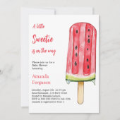 小さなスイカのスティックポップ・アートのベビーシャワー 招待状 (正面)