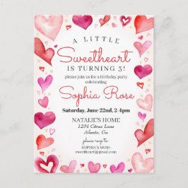 小さなスイートハートの2月誕生日パーティーガール ポストカード