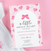 小さなスイートハート ピンクの弓のベイビーシャワー 招待状