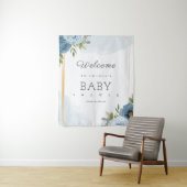 小さなスウィーティー エレガント ブルー ボタニカル ベイビー シャワー タペストリー (インサイチュ)