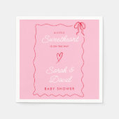 小さなスウェーデンのバレンタインピンク赤い赤い赤い赤い赤いシャワー スタンダードカクテルナプキン (正面)