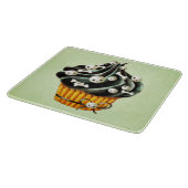 小さなスカルの黒いハロウィーンカップケーキ カッティングボード (角)