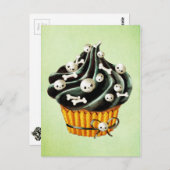 小さなスカルの黒いハロウィーンカップケーキ ポストカード (正面/裏面)