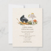 小さなスチンカーマッシュルームウッドランドスカンクベビーシャワー 招待状 (正面)