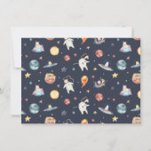 小さなステップ1つ |宇宙動物の最初の誕生日の写真 招待状 (裏面)