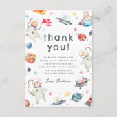 小さなステップ1つ |宇宙動物1歳の誕生日パーティー サンキューカード (正面)