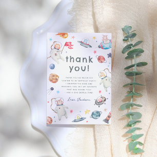 小さなステップ1つ  宇宙動物1歳の誕生日パーティー サンキューカード