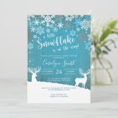 小さなスノーフレークのクリスマスベビーシャワーの招待 招待状 (スタンド正面)