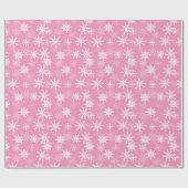 小さなスノーフレークのピンクと白の包装紙 ラッピングペーパー (フラット)