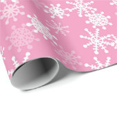 小さなスノーフレークのピンクと白の包装紙 ラッピングペーパー (ロールコーナー)