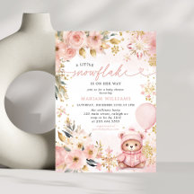 小さなスノーフレークのピンクのフローラクマ赤ちゃんシャワー