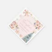 小さなスノーフレークのピンクの冬の赤ちゃんシャワー スタンダードカクテルナプキン (角)