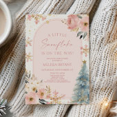 小さなスノーフレークのピンクの冬の赤ちゃんシャワー 招待状