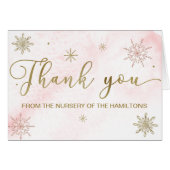 小さなスノーフレークのピンクの赤ちゃんシャワーありがとう (正面横)