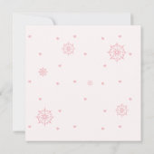 小さなスノーフレークのピンクの赤ちゃんシャワーサンキューカード サンキューカード (裏面)