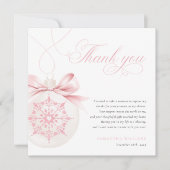 小さなスノーフレークのピンクの赤ちゃんシャワーサンキューカード サンキューカード (正面)
