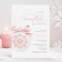 小さなスノーフレークのピンクの赤ちゃんシャワー招待状