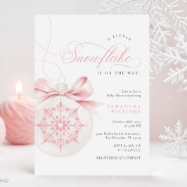 小さなスノーフレークのピンクの赤ちゃんシャワー招待状 招待状