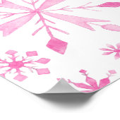 小さなスノーフレークのピンクの赤ちゃんシャワー歓迎サイン ポスター (角)