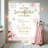小さなスノーフレークのピンクの赤ちゃんシャワー背景 タペストリー