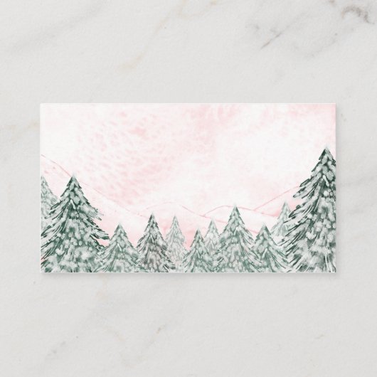 小さなスノーフレークのピンクの赤ちゃんシャワー エンクロージャーカード (裏面)