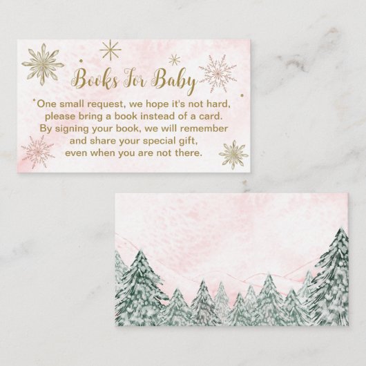 小さなスノーフレークのピンクの赤ちゃんシャワー エンクロージャーカード (正面/裏面)