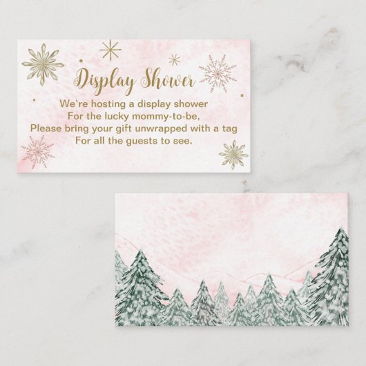 小さなスノーフレークのピンクの赤ちゃんシャワー エンクロージャーカード (正面/裏面)