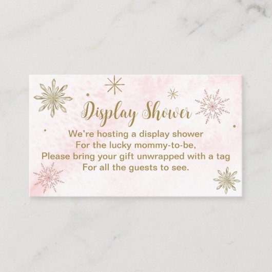 小さなスノーフレークのピンクの赤ちゃんシャワー エンクロージャーカード (正面)