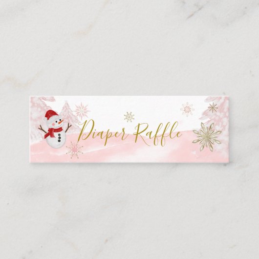 小さなスノーフレークのピンクの赤ちゃんシャワー スキニー名刺 (正面)