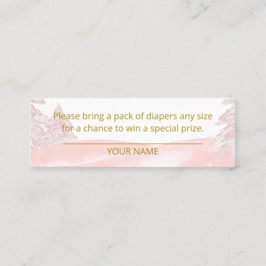 小さなスノーフレークのピンクの赤ちゃんシャワー スキニー名刺 (裏面)