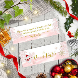 小さなスノーフレークのピンクの赤ちゃんシャワー スキニー名刺