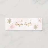 小さなスノーフレークのピンクの赤ちゃんシャワー スキニー名刺 (正面)