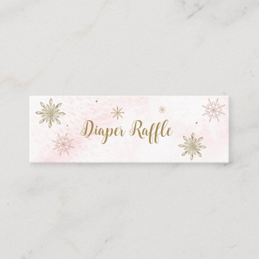 小さなスノーフレークのピンクの赤ちゃんシャワー スキニー名刺 (正面)